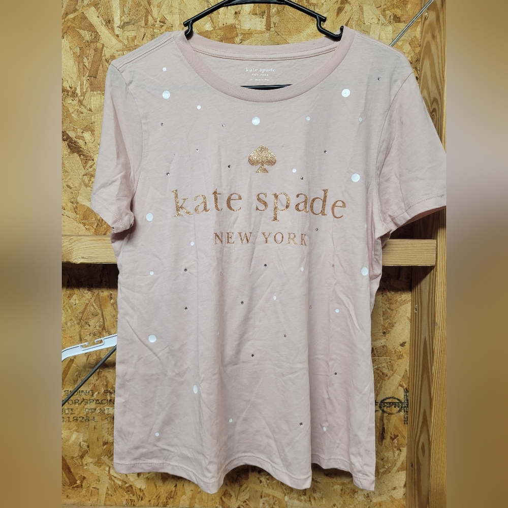 Kate Spade New York Pale Pink Sparkle Embellished Shirt - Size Medium Or Large